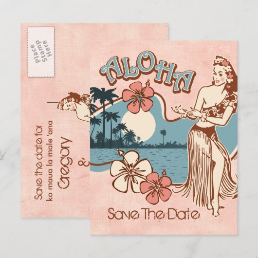 Aloha Hula Girl STD Briefkaart (Voorkant / Achterkant)