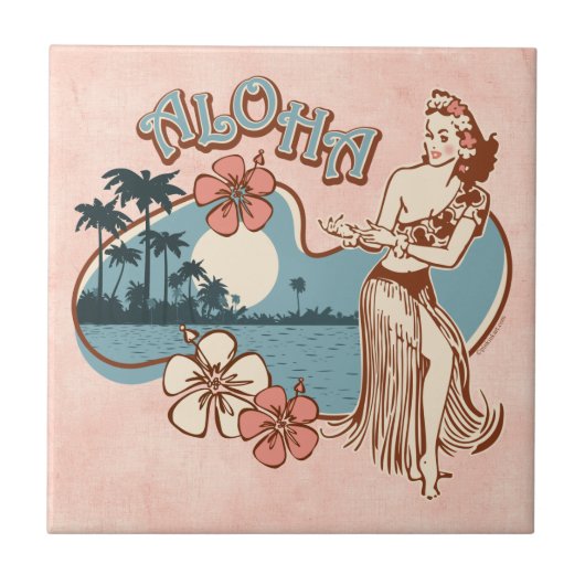 Aloha Hula Girl Tile Tegeltje (Voorkant)