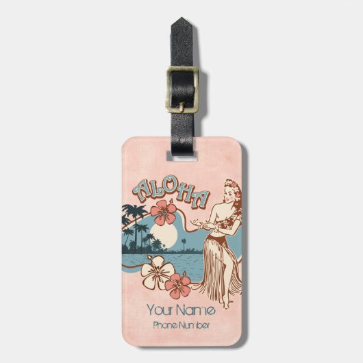 Aloha Hula Meisje Bagagelabel (Voorkant verticaal)