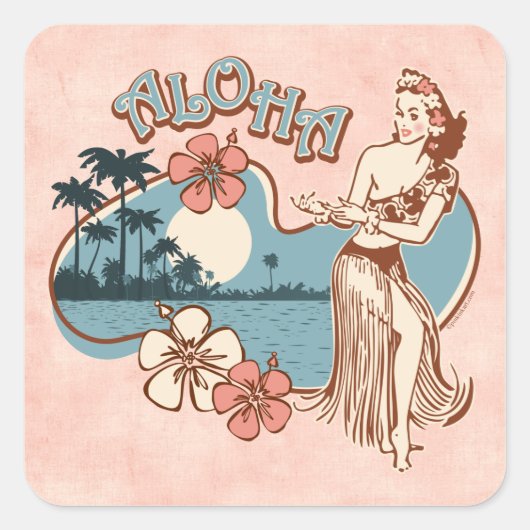 Aloha Hula Meisje Sticker (Voorkant)