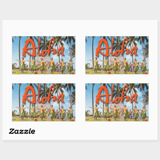 Aloha Hula Rechthoekige Sticker (Vel)