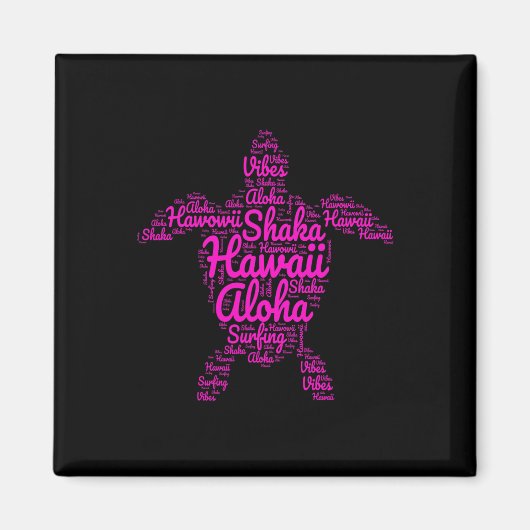 Aloha Ik Hou van Hawaï Zeeschildpadden Shaka Surfe Magneet (Voorkant)