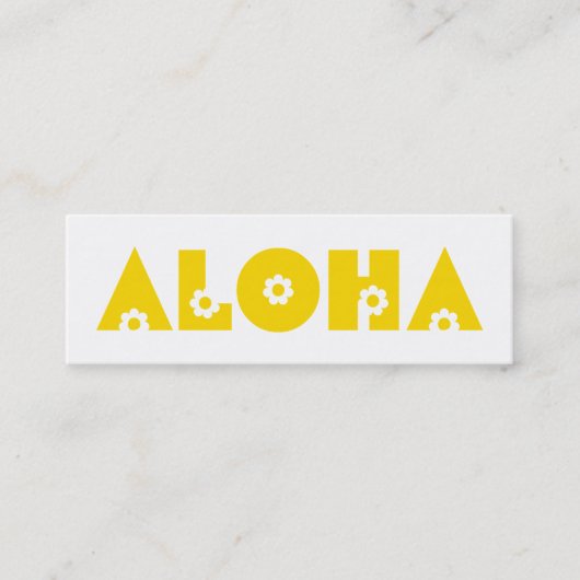 Aloha in Gele Bloemen Mini Visitekaartje (Voorkant)