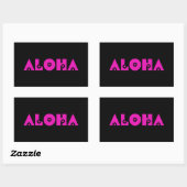 Aloha in roze bloemen rechthoekige sticker (Vel)