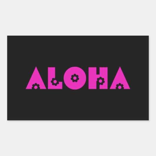 Aloha in roze bloemen rechthoekige sticker (Voorkant)