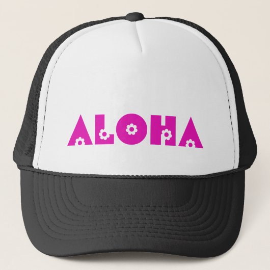 Aloha in roze bloemen trucker pet (Voorkant)