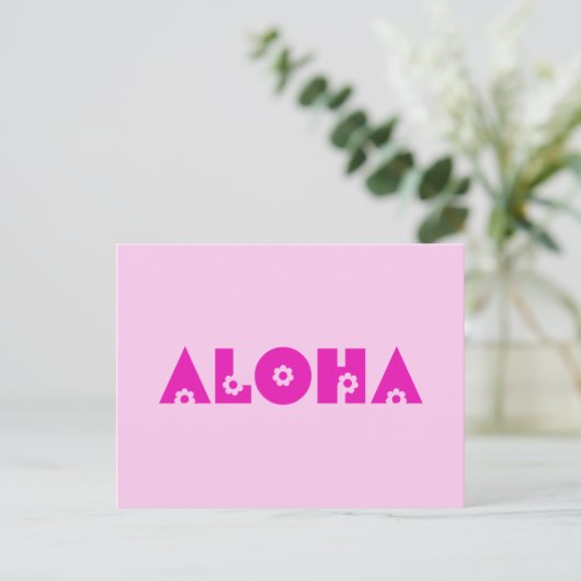 Aloha in roze briefkaart (Staand voorkant)