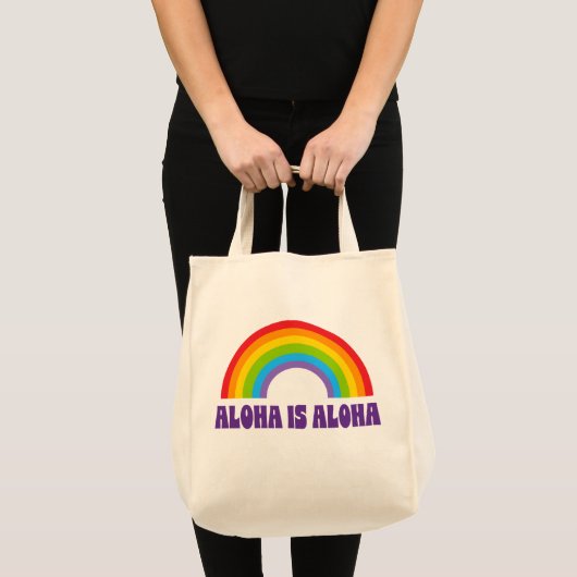 Aloha Is Aloha Rainbow Pride Hawaii Tote Bag (Voorkant (product))