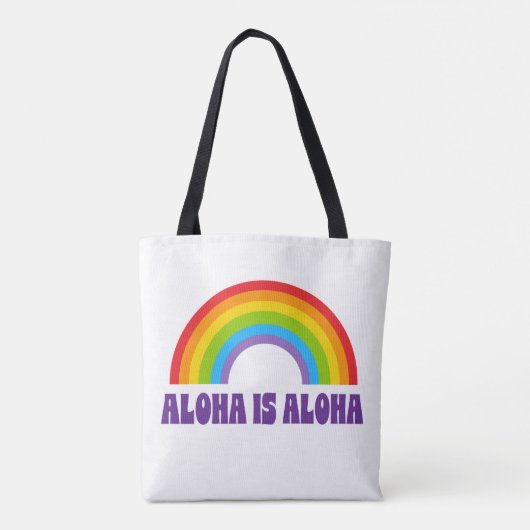 Aloha Is Aloha Rainbow Pride Hawaii Tote Bag (Achterkant)