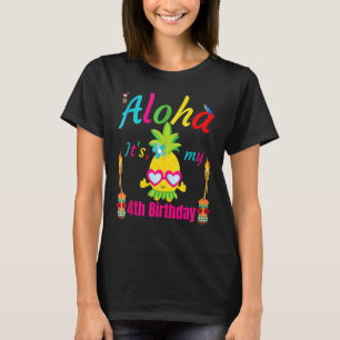 Aloha It's My 4th Birthday Hawaii 4 Years Girl Lua T-shirt