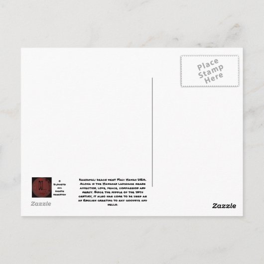 Aloha Kaanapali Briefkaart (Achterkant)