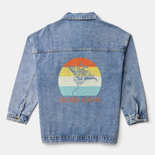 Aloha Kauai  Hawaiian Island Tribal Stingra Denim Jacket (Achterkant)