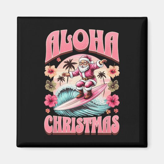 Aloha Kerstman Kerstman Surft Hawaiaanse Mele Magneet (Voorkant)