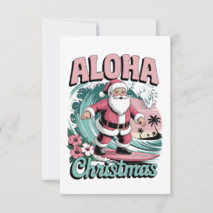 Aloha Kerstmis Hawaï Kerstman Surfen Tropisch Bedankkaart