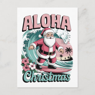 Aloha Kerstmis Hawaï Kerstman Surfen Tropisch  Briefkaart