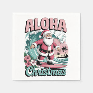 Aloha Kerstmis Hawaï Kerstman Surfen Tropisch Servet