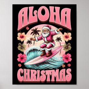 Aloha Kerstmis Kerstman Surfen Hawaiaanse Mele Poster