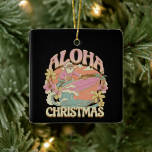 Aloha Kerstmis Surfen Kerstman Hawaiaans Kalikimak Keramisch Ornament