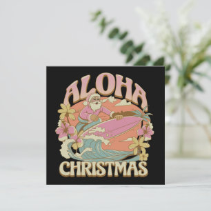 Aloha Kerstmis Surfende Kerstman Hawaiaanse Kaliki Feestdagenkaart