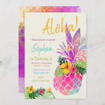 Aloha Kids Birthday Kaart<br><div class="desc">Aloha kinderen verjaardagsuitnodiging,  aloha party,  Pineapple Birthday,  Hawaiian Luau nodigt uit,  tropische feestdag,  Aloha verjaardag</div>