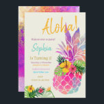 Aloha Kids Birthday Kaart<br><div class="desc">Aloha kinderen verjaardagsuitnodiging, aloha party, Pineapple Birthday, Hawaiian Luau nodigt uit, tropische feestdag, Aloha verjaardag</div>