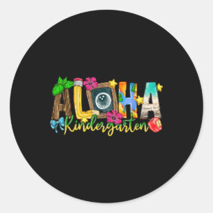 Aloha Kindergarten Teacher Life Summer Beach Vacat Ronde Sticker