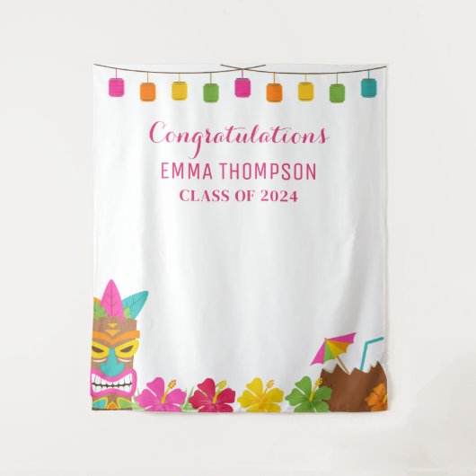 Aloha Klasse van 2024 Afstuderen Luau Achtergrond Wandkleed (Voorkant)
