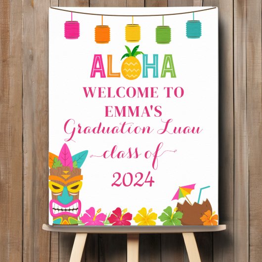 Aloha Klasse van 2024 Afstuderen Luau Welkom Poster
