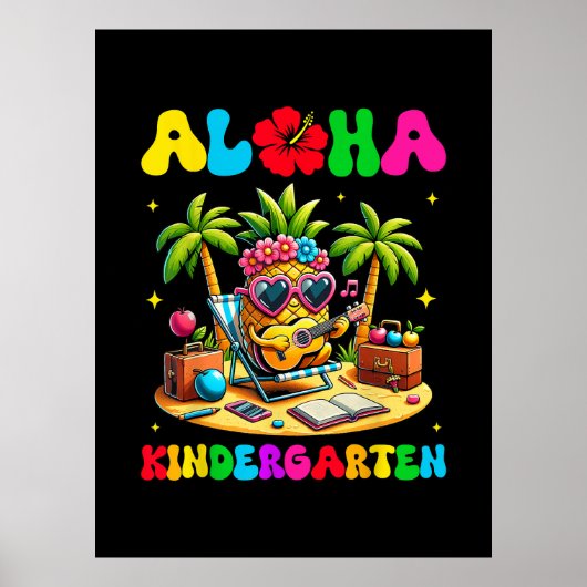 Aloha kleuterschool ananas hawaii terug naar schoo poster (Voorkant)