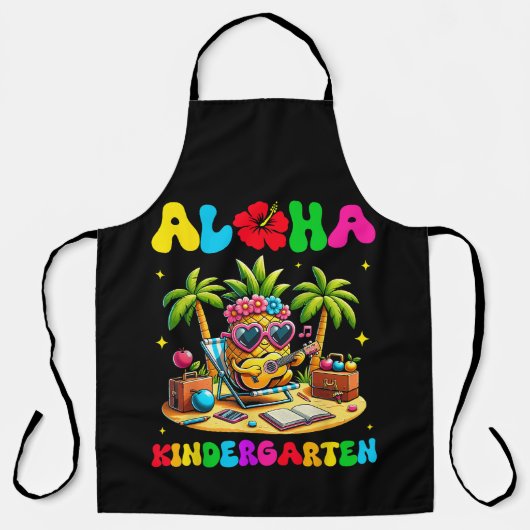 Aloha kleuterschool ananas hawaii terug naar schoo schort (Voorkant)