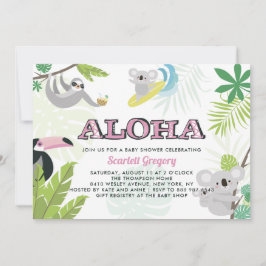 Aloha Koala - Uitnodiging tot Tropisch Roze Baby s