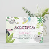 Aloha Koala - Uitnodiging tot Tropisch Roze Baby s (Staand voorkant)