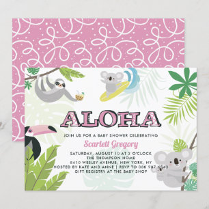 Aloha Koala - Uitnodiging tot Tropisch Roze Baby s