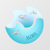 Aloha | Kust Blauwe Golf Dolfijnen Raamsticker (Vel)