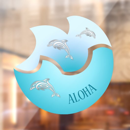 Aloha | Kust Blauwe Golf Dolfijnen Raamsticker (Vel 2)