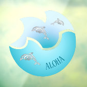 Aloha | Kust Blauwe Golf Dolfijnen Raamsticker (Vel 3)