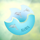 Aloha | Kustdolfijnen met blauwe golven Raamsticker (Vel 3)