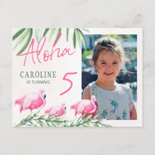 Aloha Laten we Flamingle tropisch FOTO verjaardags Briefkaart
