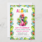 Aloha Laten we Flamingle Tropische Flamingo Verjaa Kaart (Voorkant)