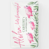 Aloha Laten we Flamingle tropische verjaardag part Spandoek (Verticaal)