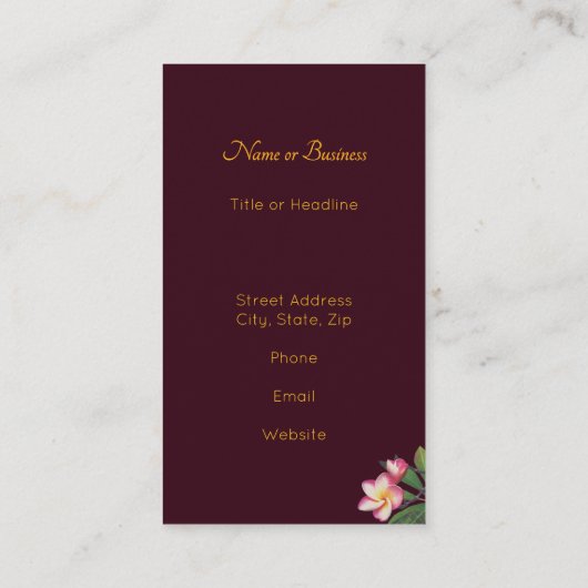 Aloha Lei  Visitekaartje (Achterkant)