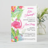 Aloha Let's Flamingle Afstuderen Luau Party Kaart (Staand voorkant)