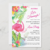 Aloha Let's Flamingle Luau Birthday Party Kaart (Voorkant)
