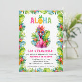 Aloha Let's Flamingle Tropisch Afstuderen Luau Kaart (Staand voorkant)