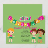 Aloha Little Luau Party Birthday Invitation Kaart (Voorkant / Achterkant)