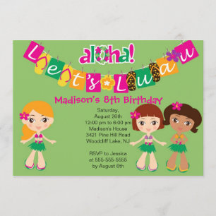 Aloha Little Luau Party Birthday Invitation Kaart
