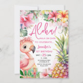 Aloha! Luau 1e Verjaardag Roze Tropische Hawaiiaan Kaart (Voorkant)