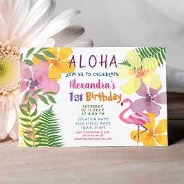 Aloha Luau 1e verjaardag Tropisch Kaart