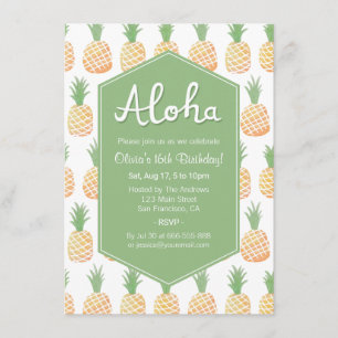 Aloha Luau Ananas Verjaardagsfeest Uitnodigingen