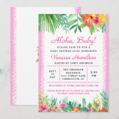 Aloha Luau Baby shower Tropical Invitation Roze Kaart (Voorkant / Achterkant)